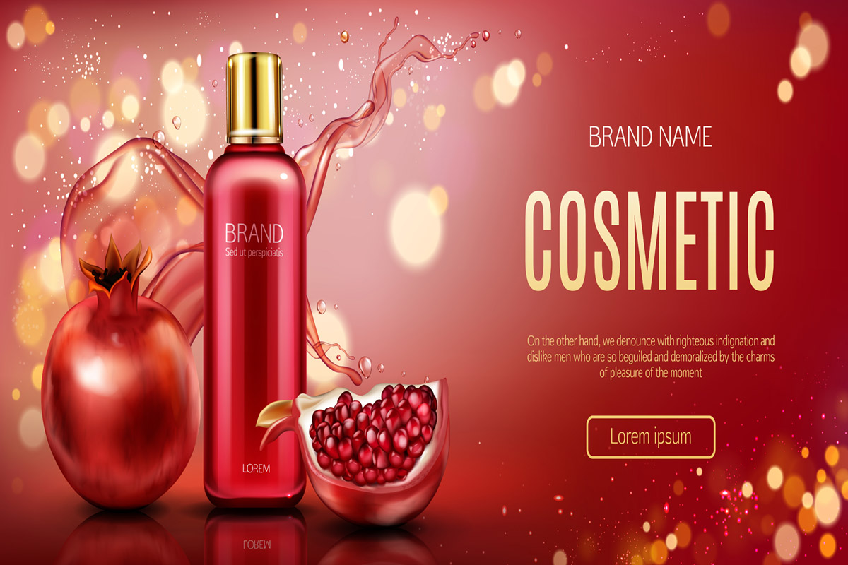 Pomegranate Cosmetic Bottle Mock Up Beauty Banner