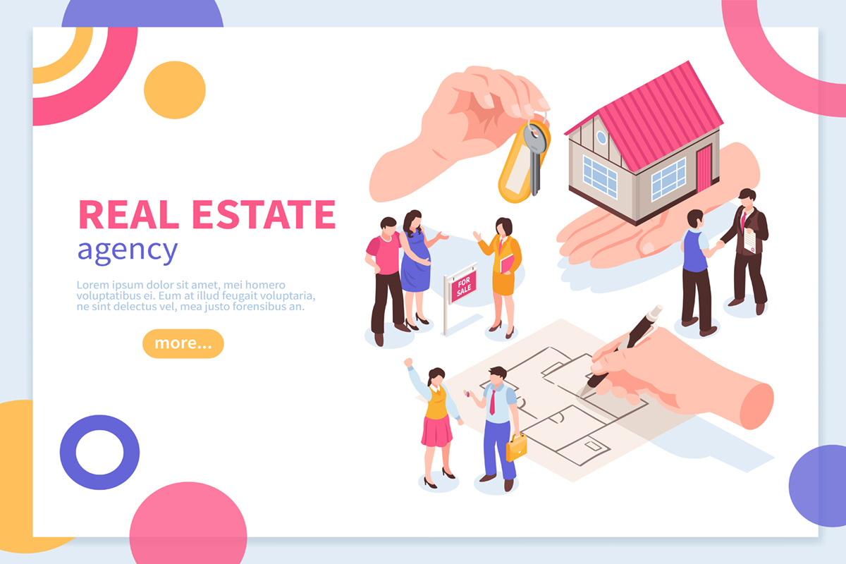 Estate Agency Isometric Concept Banner
