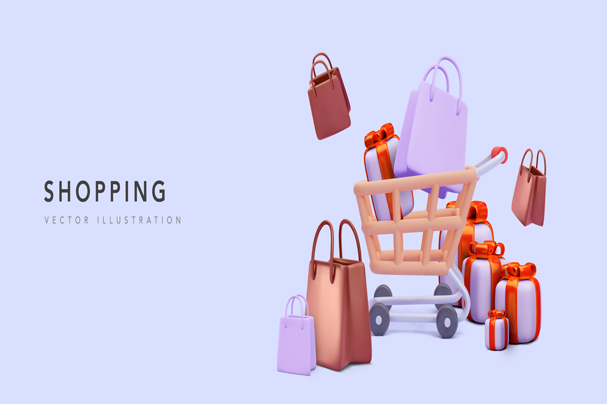 Template Banner For Online Store With Shopping Cart With Purchas