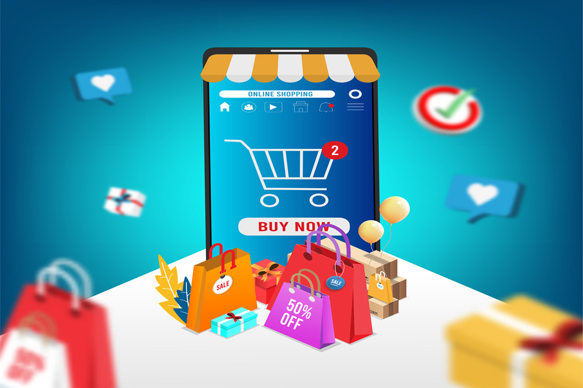 Shopping Online Process On Smartphone And Tablet.