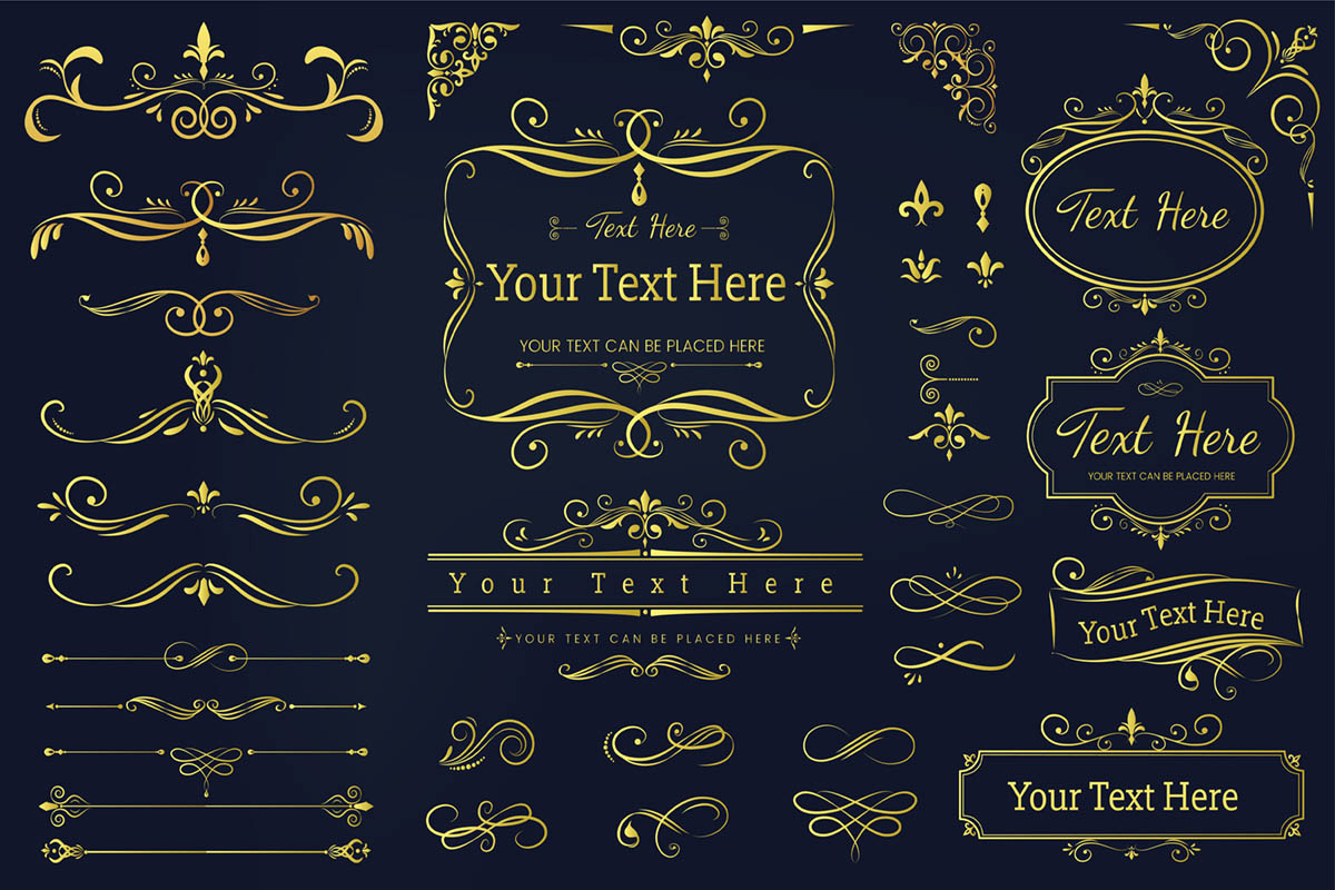 Collection Set Of Label Ornament Vector Illustration