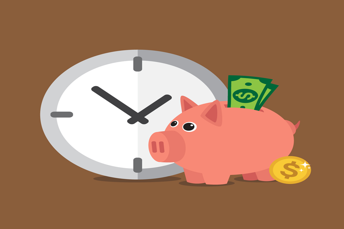 Save Money With A Piggy Bank. Illustration In Vectors.