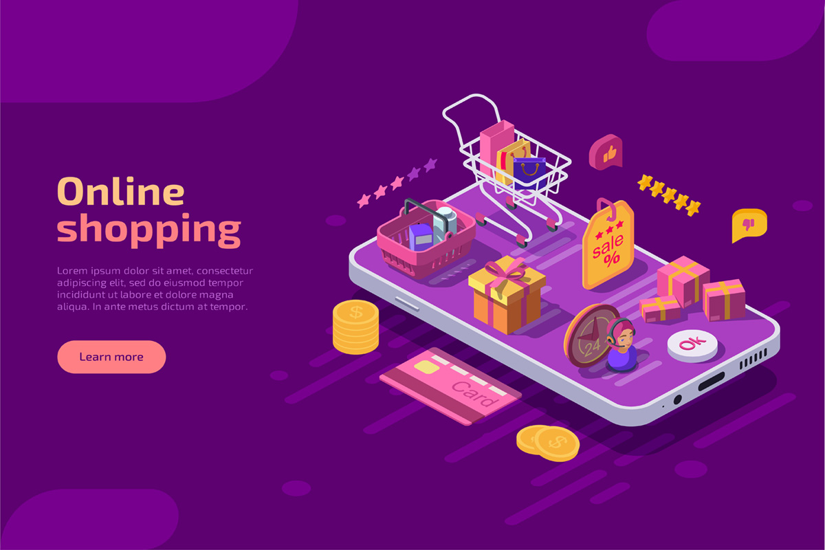 Online Shopping Isometric Landing Page